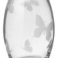 Butterfly Vase - Luxury Hand Blown Glass Vase - Etched Butterflies on Clear Glass - Satin Gift Box - 9.1 in (23 cm)