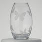 Butterfly Vase - Luxury Hand Blown Glass Vase - Etched Butterflies on Clear Glass - Satin Gift Box - 9.1 in (23 cm)